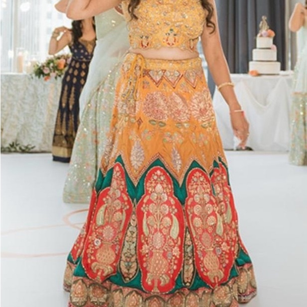 Yellow silk banarasi heavy Lehenga with beautiful embroidery